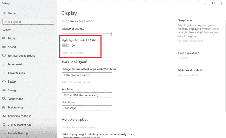 Windows 10: How To Turn On Night Light/Blue Light Filter