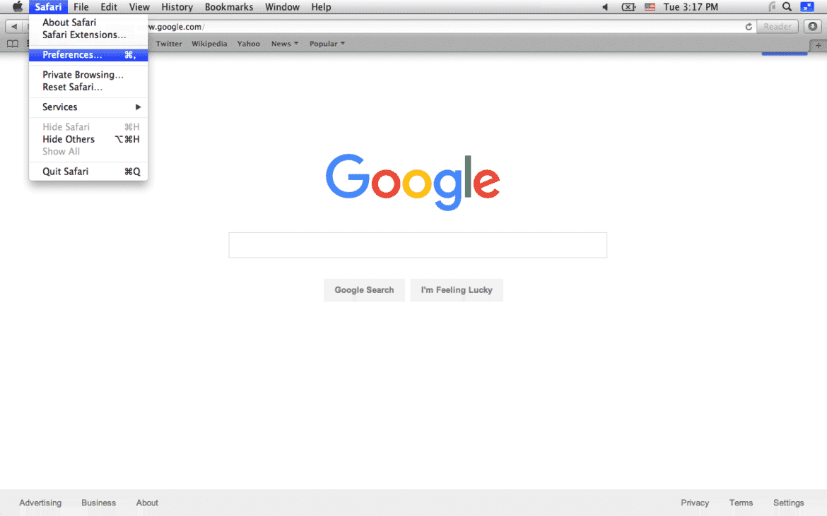 how to set google as search browser for mac